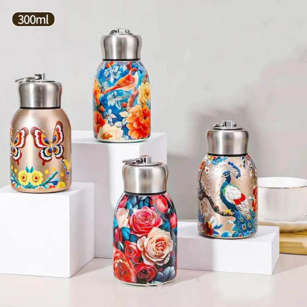 Cute Double Wall Insulated Cup 300ml 304 Stainless Steel Water Bottle Mini Coffee Mug Pocket Cup Portable Vacuum Handy Cup